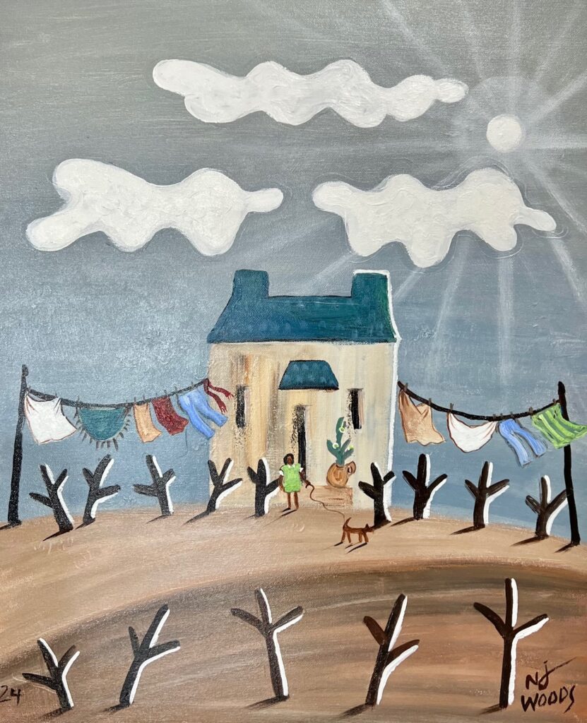 House on hill painting