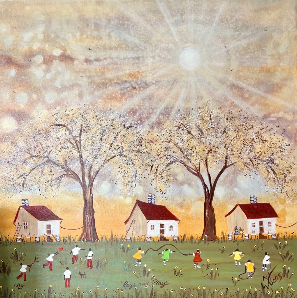 Three houses in field