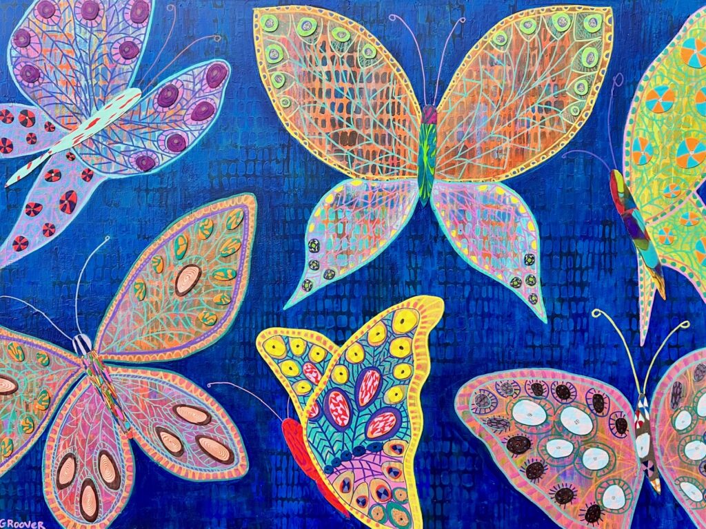 Butterfly mixed media painting by Debo Groover