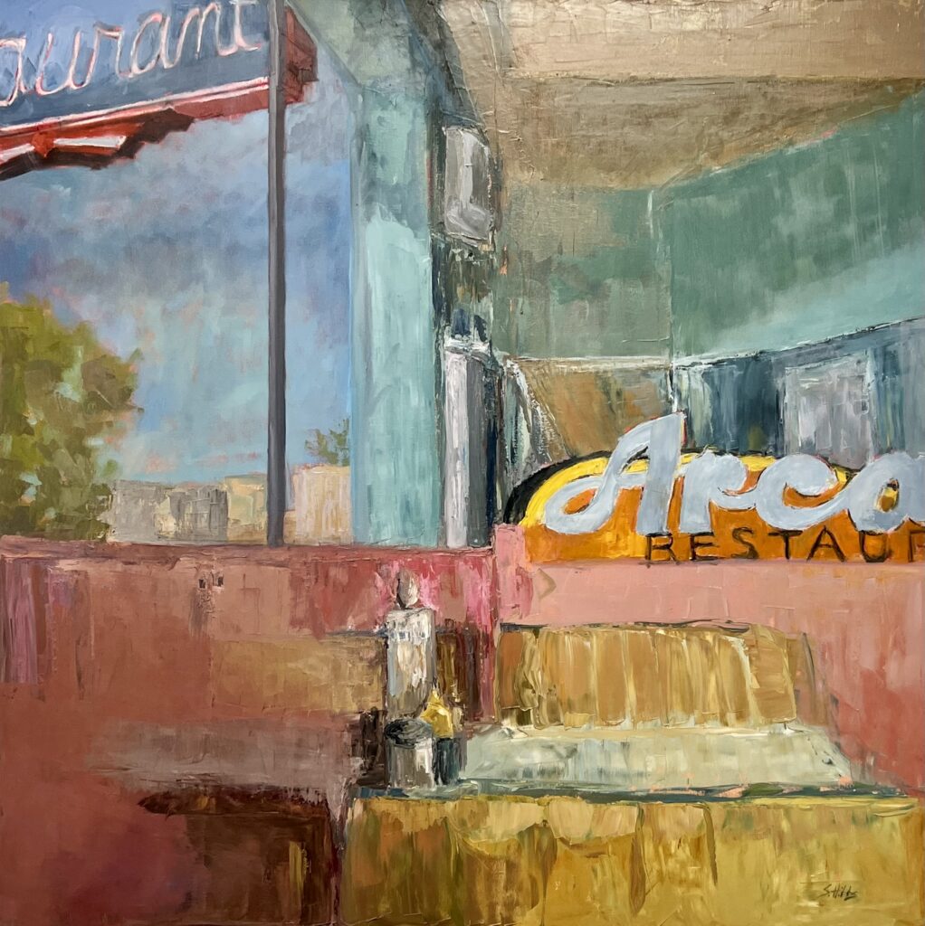Elvis painting of Arcade Restaurant by Sheryl Hibbs Memphis artist
