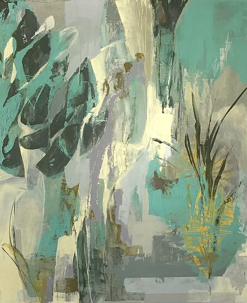 Blue green painting by sherry bishop