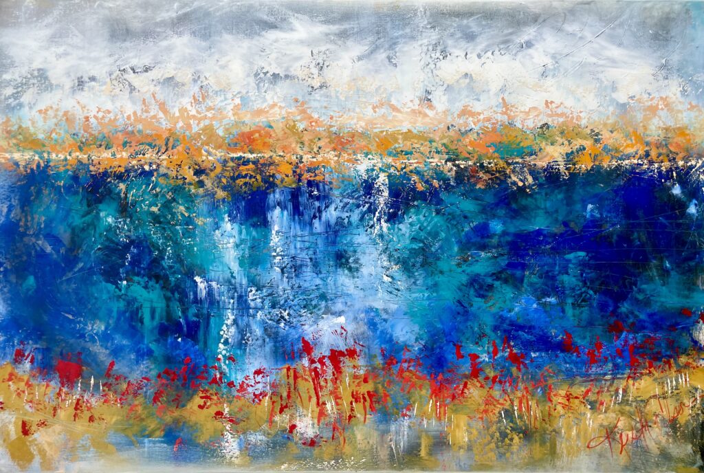 Dark blue modern abstract landscape