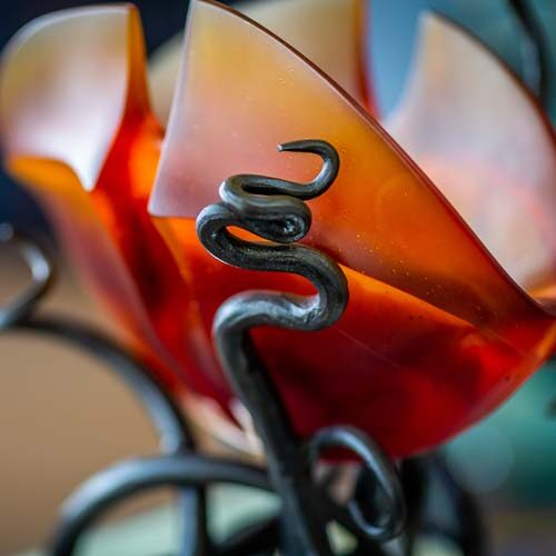 Close up of an art glass sculpture