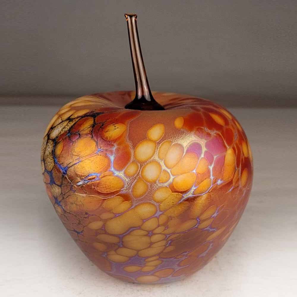 Red and Gold Glass Apple Sculpture
